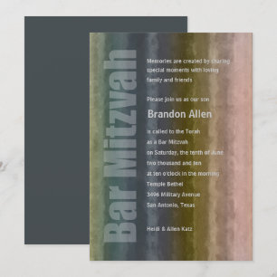 Convites Bar Mitzvah Watercolor Stripes
