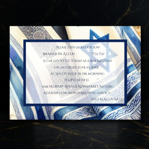 Convites Bar Mitzvah Watercolor Tallit
