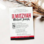 Convites BAR MODERN MITZVAH data de tendência vermelho pret<br><div class="desc">por kat massard > WWW.SIMPLYSWEETPAPERIE.com Ame o design,  mas gostaria de ver algumas mudanças - outro esquema de cores,  produto,  adicionar uma foto ou adaptado para uma ocasião diferente - não me preocupes simplesmente me contatar - estou feliz em ajudar! - - - -</div>