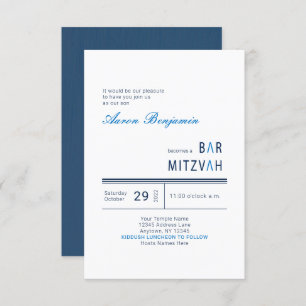 Convites Bar Moderno Azul Mitzvah