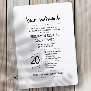 Convites Bar Moderno + Minimalista Mitzvah