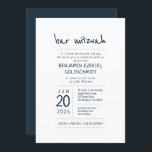 Convites Bar Moderno   Minimalista Mitzvah<br><div class="desc">Composto por uma escrita lúdica e uma tipografia serif; Tudo num fundo branco. 

Este foi projetado por materiais de terceiros selecionados,  exclusivos para o Zazzle.

Disponível aqui:http://www.zazzle.com/selectpartysupplies</div>