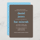 Convites Bar moderno Mitzvah Typografia Azul<br><div class="desc">Este convite moderno apresenta uma letra audaciosa na frente e um padrão moderno no verso. Use o formulário modelo para adicionar seu texto personalizado. O recurso Personalizar pode ser usado para alterar a fonte,  o layout e as cores.</div>