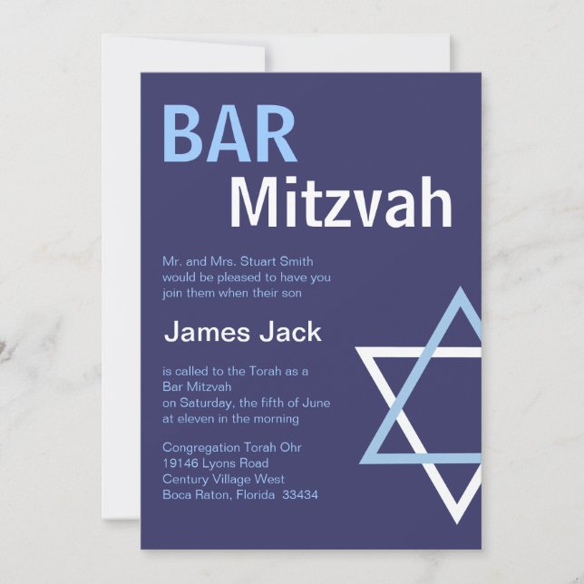Convites Bar Moderno - Visão Mitzvah - Azul Escuro (Frente)