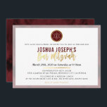 Convites BAR na moda MONOGRAM MITZVAH maroon vermelho escur<br><div class="desc">pelo kat massard >> kat@simplysweetPAPERIE.com <<< design de convite de tendência para o BAR do seu filho MITZVAH Setup como modelo, é simples você adicionar seus próprios detalhes ou clicar no botão personalizar e você pode adicionar ou alterar texto, fontes, tamanhos etc. DICA: 1. Para alterar/mover gráficos / alterar a...</div>