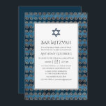 Convites Bar náutico Mitzvah<br><div class="desc">Convite náutico da Vintage mitzvah em sotaque de ouro azul e bronze.</div>