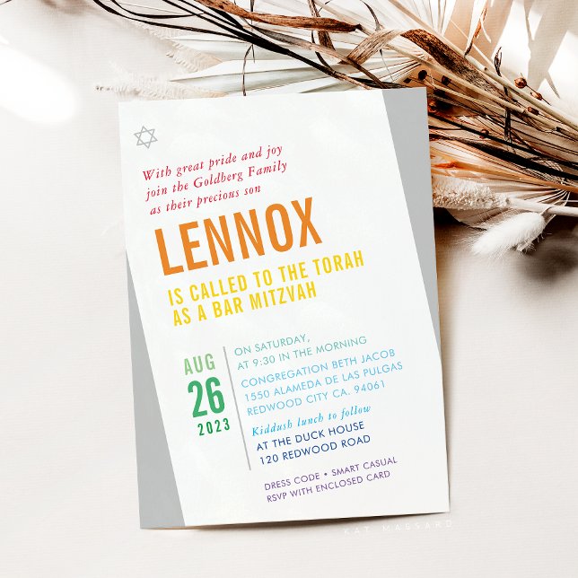 Convites Bar NEGRITO MITZVAH, ângulo moderno brilhante, col (Criador carregado)