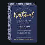 Convites BAR PERSONALIZADO Mitzvah, marinho moderno NATHANI<br><div class="desc">*** NOTA - O EFEITO DA FOLHA DE OURO É UMA IMPRESSÃO *** - - - - - - - - - - - - - - - - - - - - - - - - - - - - - - - - - - - - - -...</div>