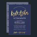 Convites BAR PERSONALIZADO Mitzvah marinho moderno   nome d<br><div class="desc">*** NOTA - O EFEITO DA FOLHA DE OURO É UMA IMPRESSÃO *** - - - - - - - - - - - - - - - - - - - - - - - - - - - - - - - - - - - - - -...</div>