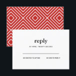 Convites Bar preto e vermelho moderno Mitzvah Resposta de C<br><div class="desc">Esta placa de inserção de tendência apresenta letras em negrito na parte frontal e um padrão moderno no verso. Adicione seu texto usando o formulário modelo. Altere a fonte,  o layout e as cores usando o recurso Personalizar.</div>