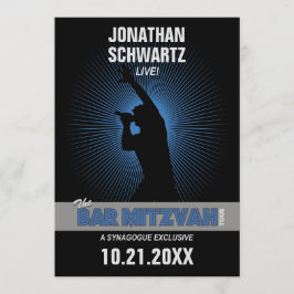 Convites Bar Rock Star Mitzvah no Azul Black Silver