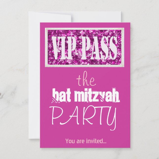 Convites Bar rosa Mitzvah Bat Mitzvah VIP (Frente)