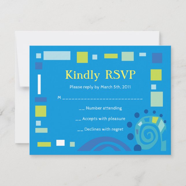 Convites BAR WAVES DO NOAH, Bat Mitzvah, Resposta ao Convit (Frente)