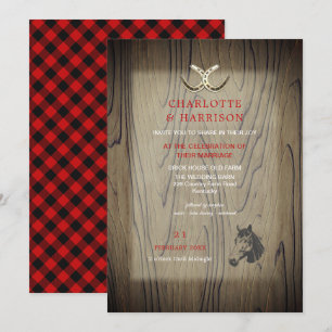 Convites Barão Casado Madeira Vermelha Buffalo Xadrez Paí