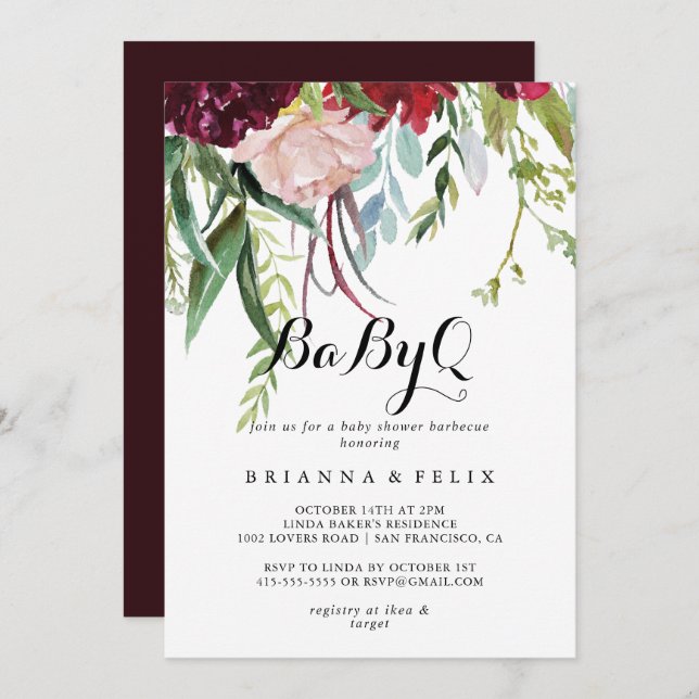 Convites Barbecue Chá de fraldas de Luxo Whimsical Boho Bab (Frente/Verso)