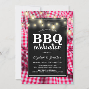 Convites Barbecue de Quintal   CHURRASCO Rustic Red Checked
