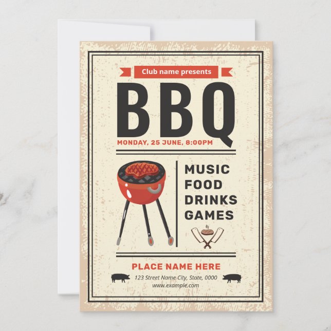 Convites Barbecue / Folheto de CHURRASCO (Frente)