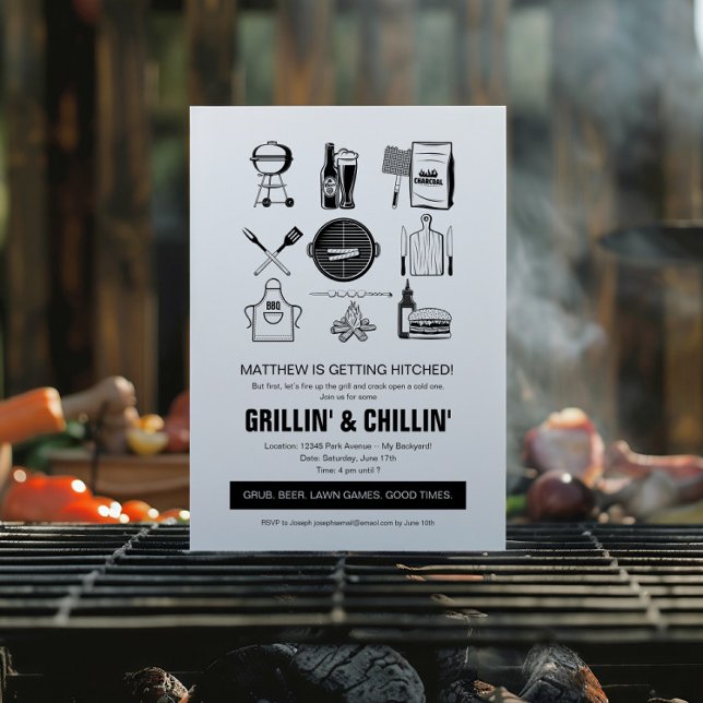 Convites Barbecue Grillin' & Chillin Bachelor Party (Criador carregado)
