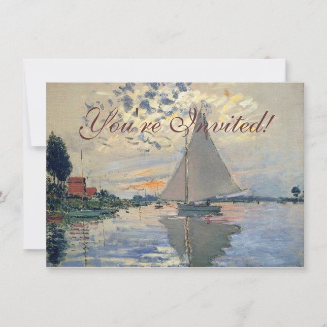 Convites Barco à Vela de Monet Impressionismo Francês Arte  (Frente)