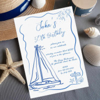 Barco à Vela Excêntrico Doodles de Mão Aniversário