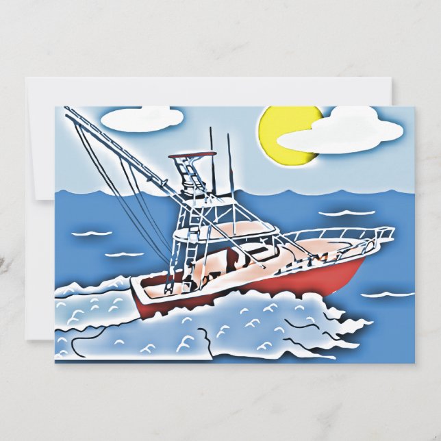Convites Barco de pesca nos mares altos (Frente)