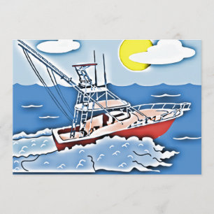 Convites Barco de pesca nos mares altos