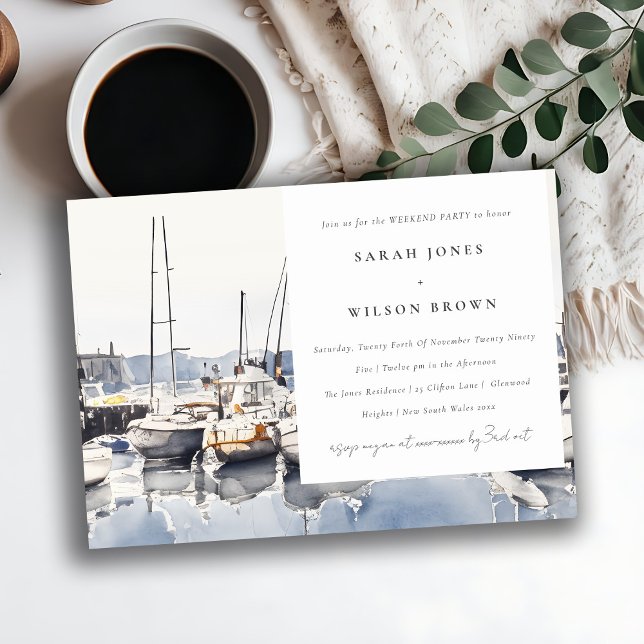 Convites Barcos Costeiros no Fim de Semana de Paisagem Marí (Criador carregado)