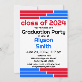 Convites Bares Vermelhos e Azuis Um Partido de Formando Fot