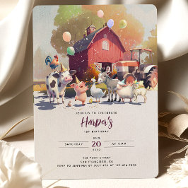 Convites Barn de Festas de aniversário de Trator Fazenda