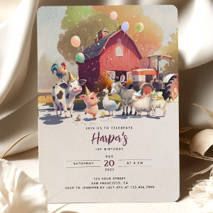 Convites Barn de Festas de aniversário de Trator Fazenda