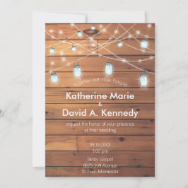 Convites Barn Wedding Wall Mason Jar String Light