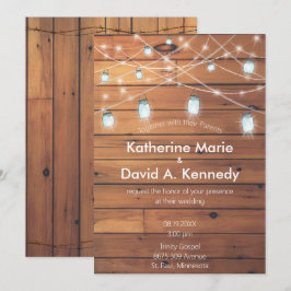 Convites Barn Wedding Wall Mason Jar String Light