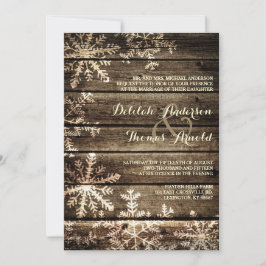 Convites Barn Wood Snowflakes Casamento no inverno Russo
