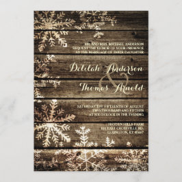 Convites Barn Wood Snowflakes Casamento no inverno Russo