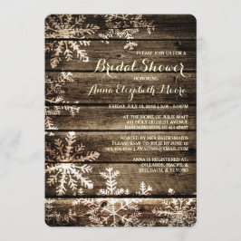 Convites Barn Wood Snowflakes Chá de panela Russo de invern