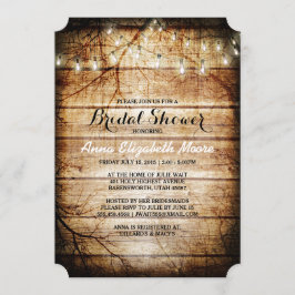 Convites Barn Wood String Luzes Chá de panela Russo