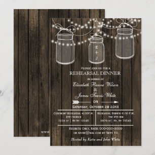 Convites Barnwood,convite para janto de ensaio de pedras