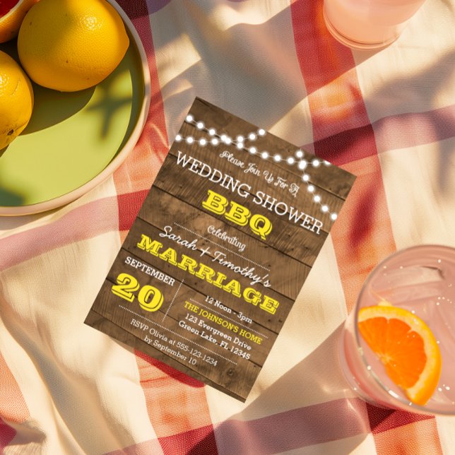 Convites Barnwood Ilumina Dourada Festa de casamento Convit (Criador carregado)