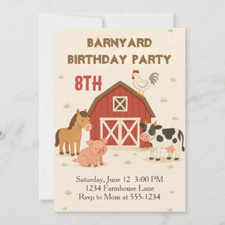Convites Barnyard Animal Birthday