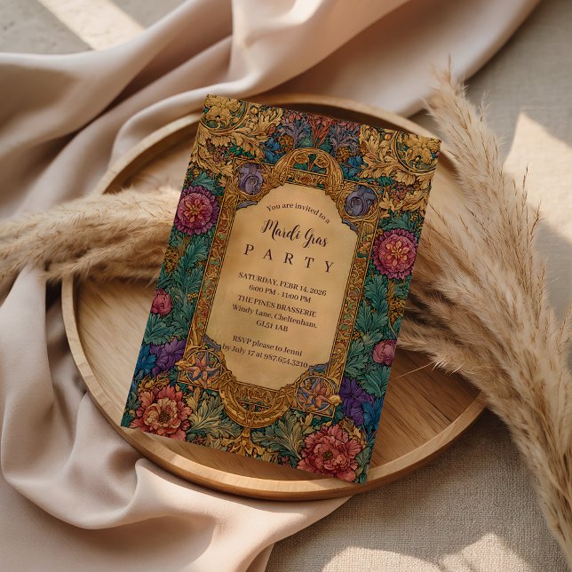 Convites Baroque Floral Mardi Gras Masquerade (Criador carregado)