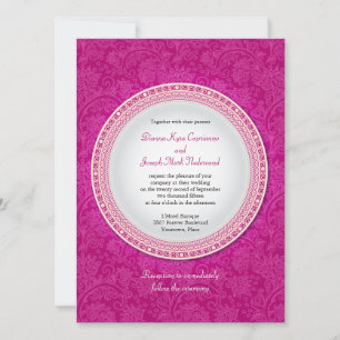 Convites Baroque Fuchsia Plaque Wedding Invitation