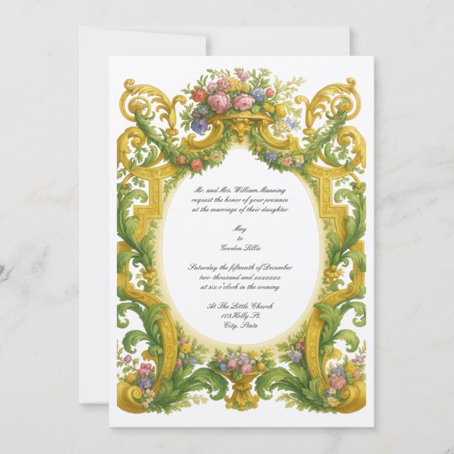 Convites Baroque Rococo Wedding (Frente)