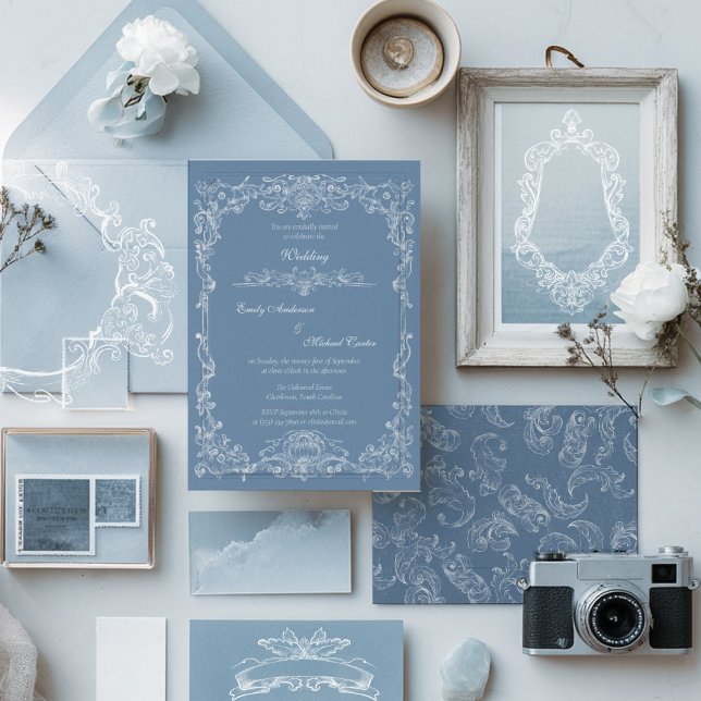Convites Baroque Vintage Damask Wedding (Criador carregado)