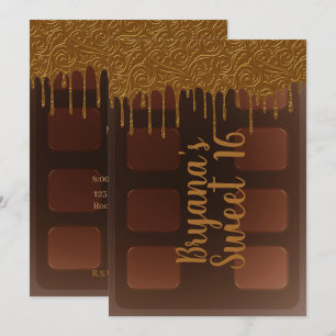Convites Barra de Chocolate com Gotejamento de Ouro Doce Fe