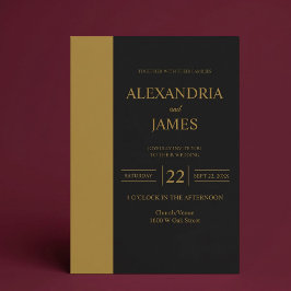Convites Barra de Ouro Casamento Minimalista Moderno