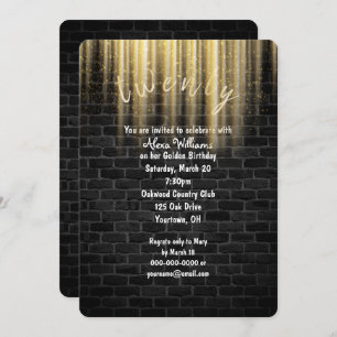 Convites Barragens solares de ouro de aniversário em tijolo