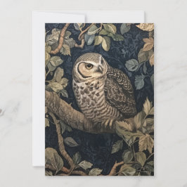 Convites Barred Owl em uma árvore William Morris Style