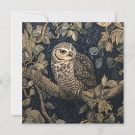 Convites Barred Owl em uma Floresta William Morris Style