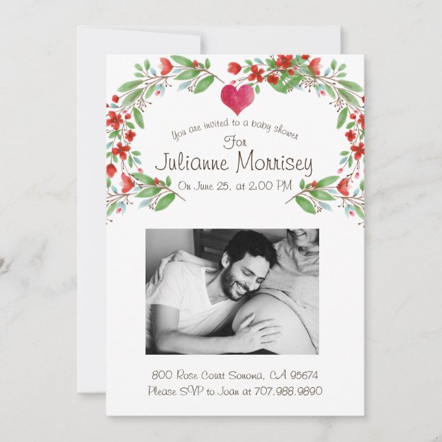 Convites Barriga de Bebê Foto Personalizada de Gestante Chu (Frente)