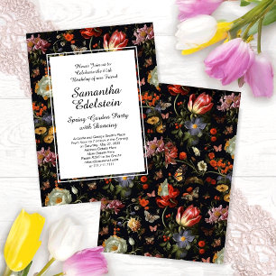 Convites Barroco Botânico Escuro Floral